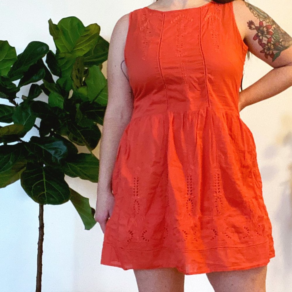 GAP Pink/Orange Eyelet Lace Dress Size 18